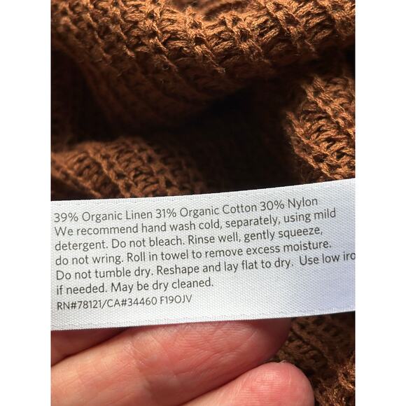 Eileen Fisher brown sweater, linen blend, minimalist, effortless, textured - Picture 5 of 5